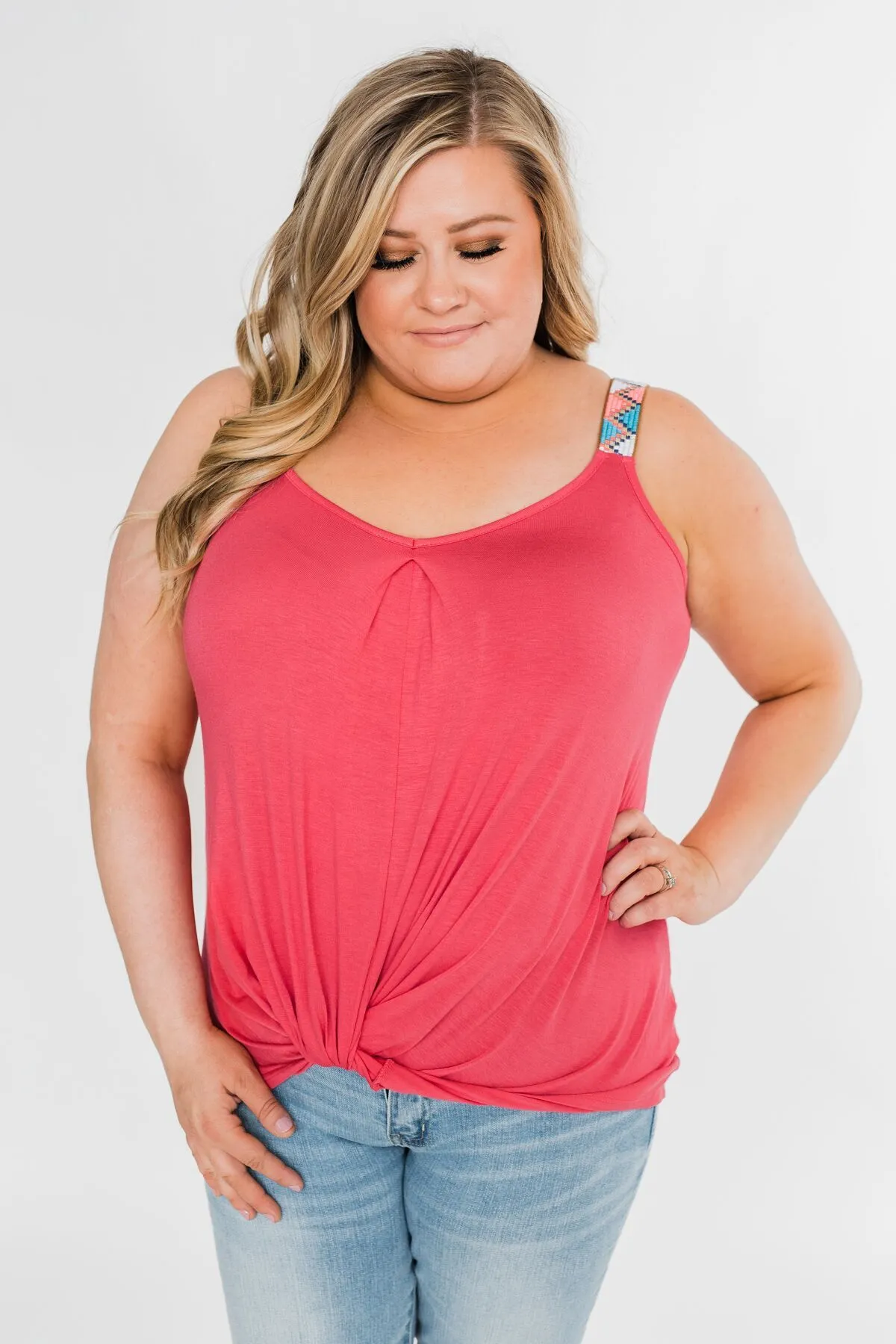 Somewhere Waiting for Me Twist Tank Top- Dark Pink
