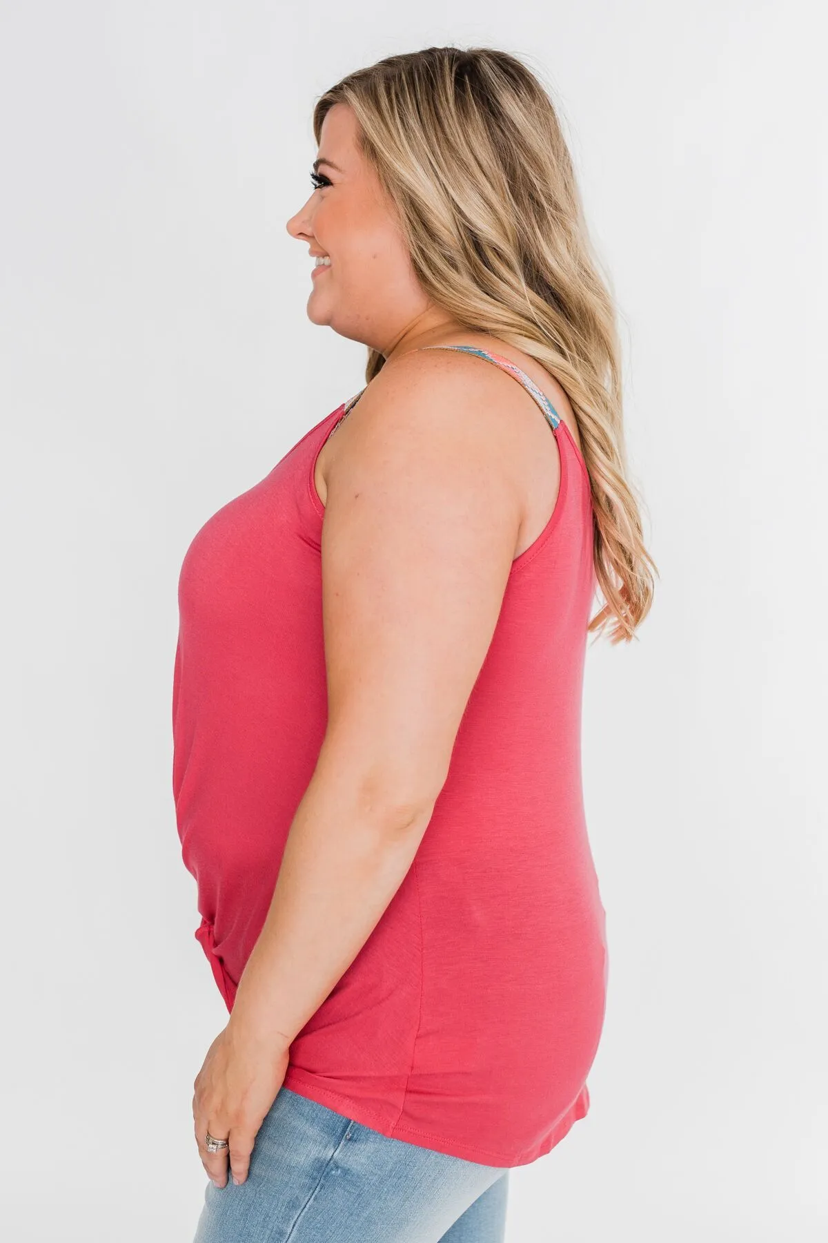 Somewhere Waiting for Me Twist Tank Top- Dark Pink