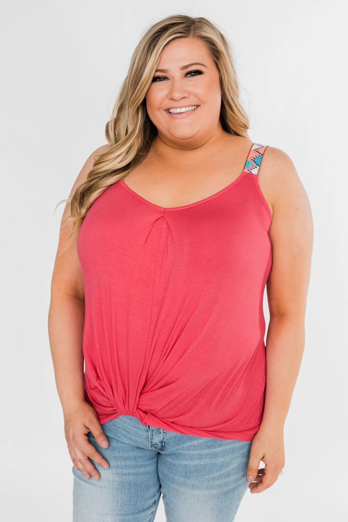 Somewhere Waiting for Me Twist Tank Top- Dark Pink