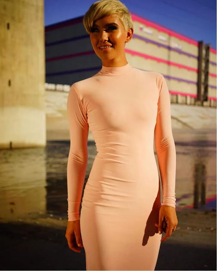 Spring, Summer, Autumn and Winter Long-sleeved Sexy Women's Nightclub Solid Color Dress