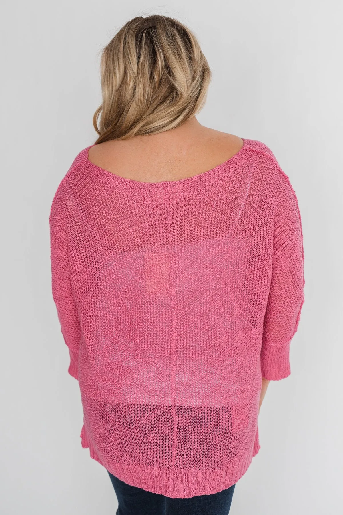 Stand Out Anywhere V-Neck Sweater - Hot Pink