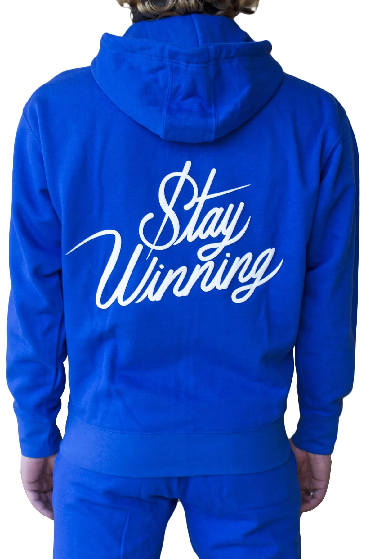 Stay Winning Never Losing Royal Blue/White Zip-Up Hoodie