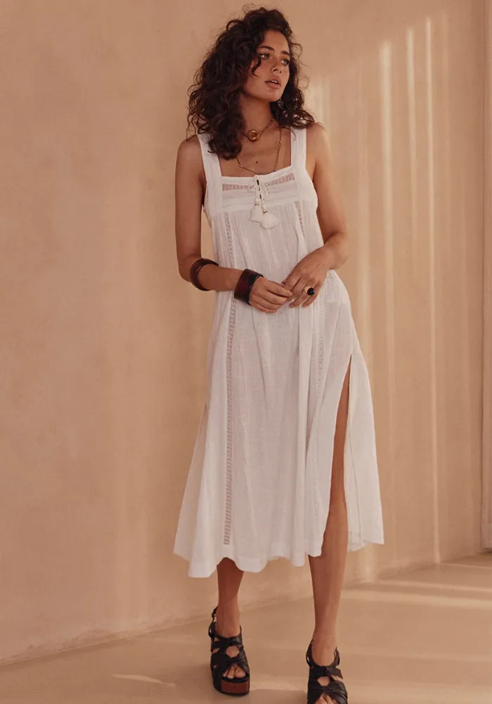 Stevie Lace Midi Dress - Camellia