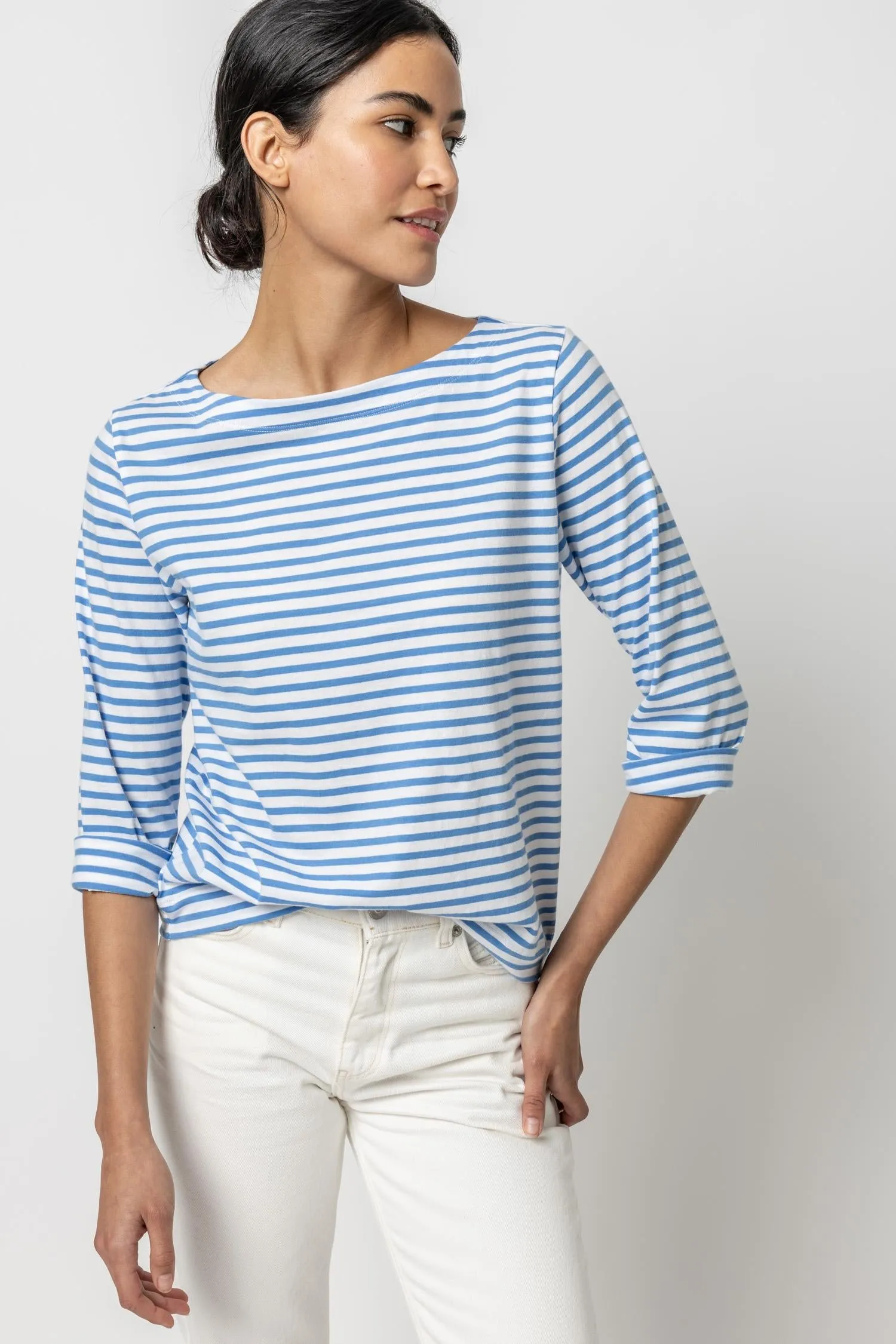 Striped 3/4 Sleeve Boatneck PA2464