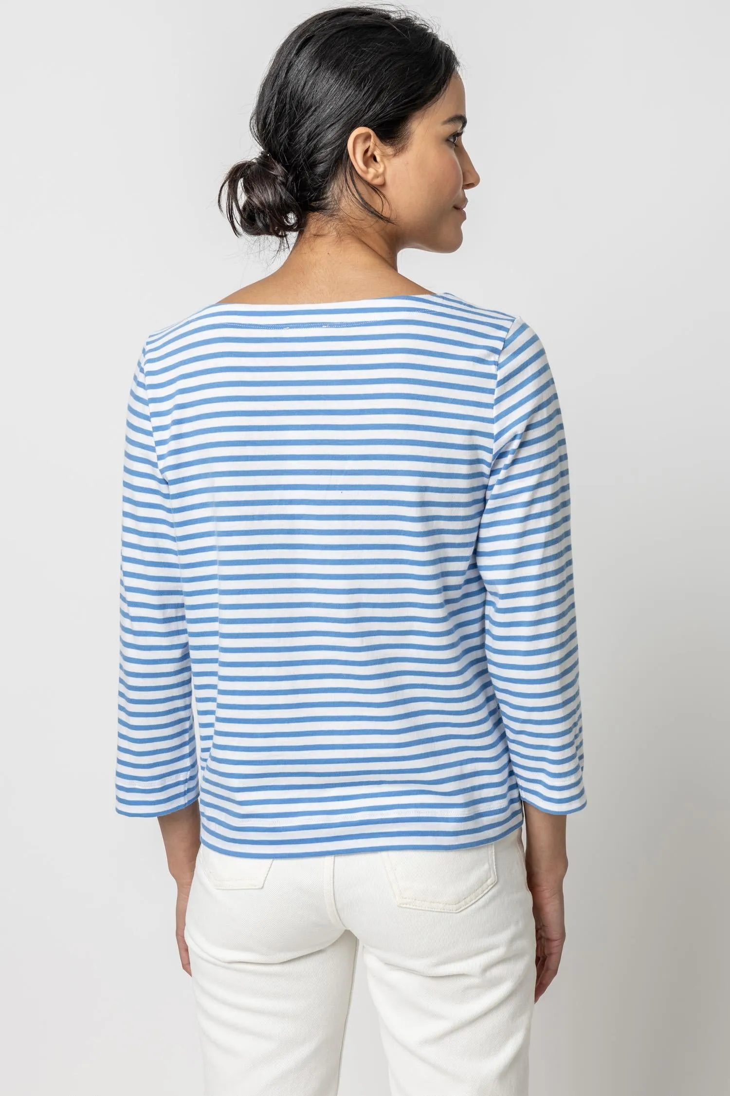 Striped 3/4 Sleeve Boatneck PA2464
