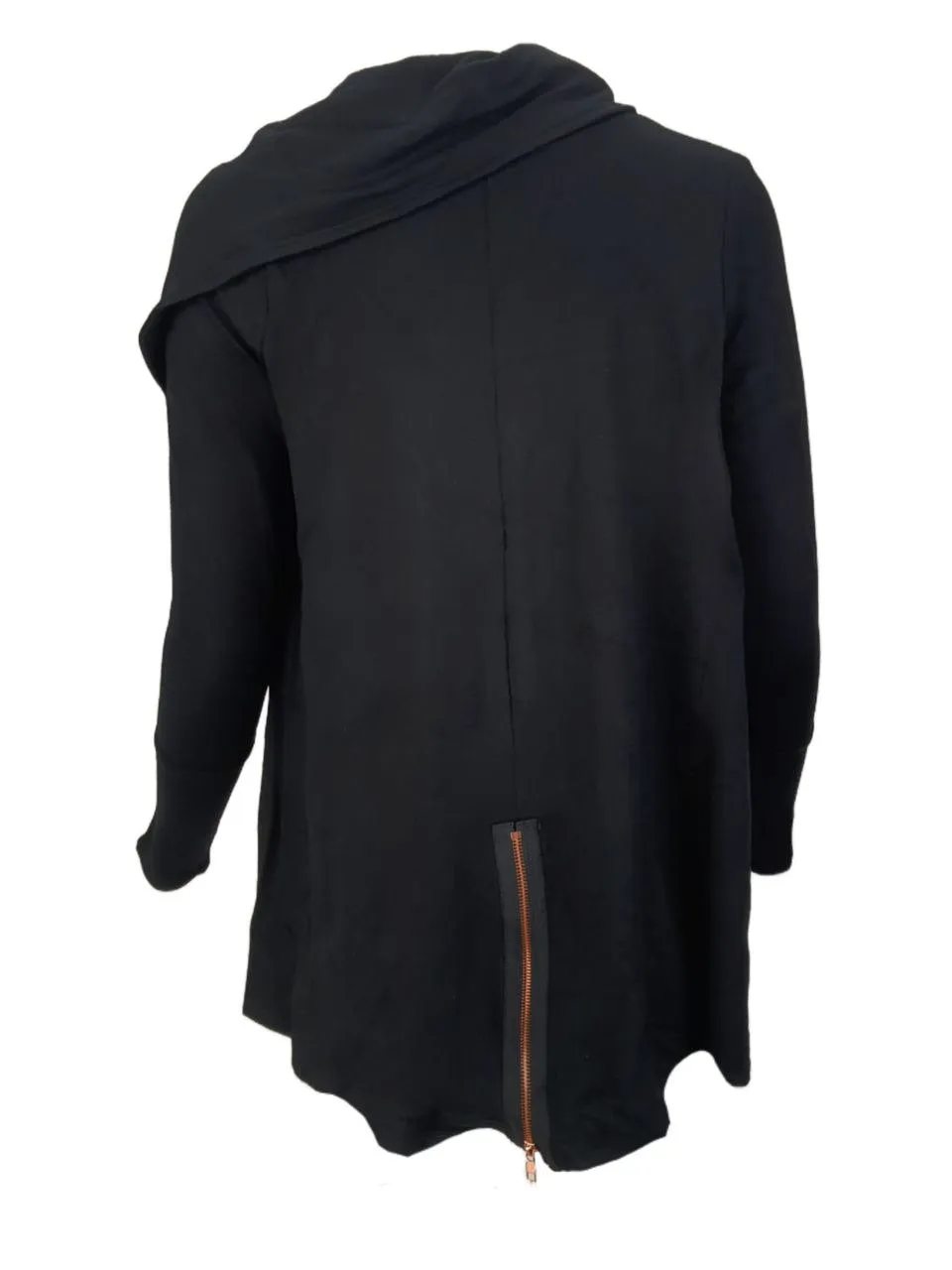 TEREZ Women's Black Zip Front Long Sleeve Tunic #2210640 X-Small NWT