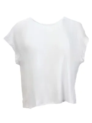 TEREZ Women's White Round Neck T-Shirt #2439547 Small NWT