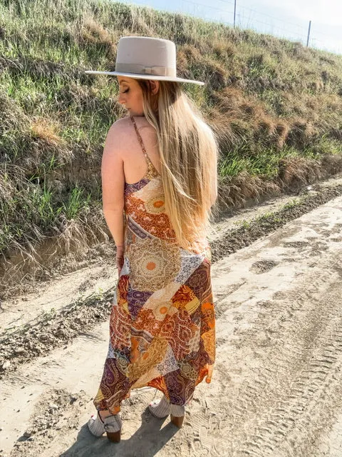 The Desert Gold Satin Maxi Dress
