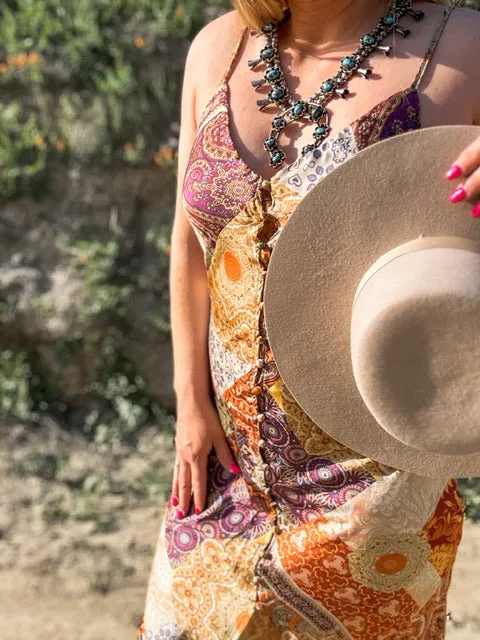 The Desert Gold Satin Maxi Dress