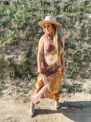 The Desert Gold Satin Maxi Dress