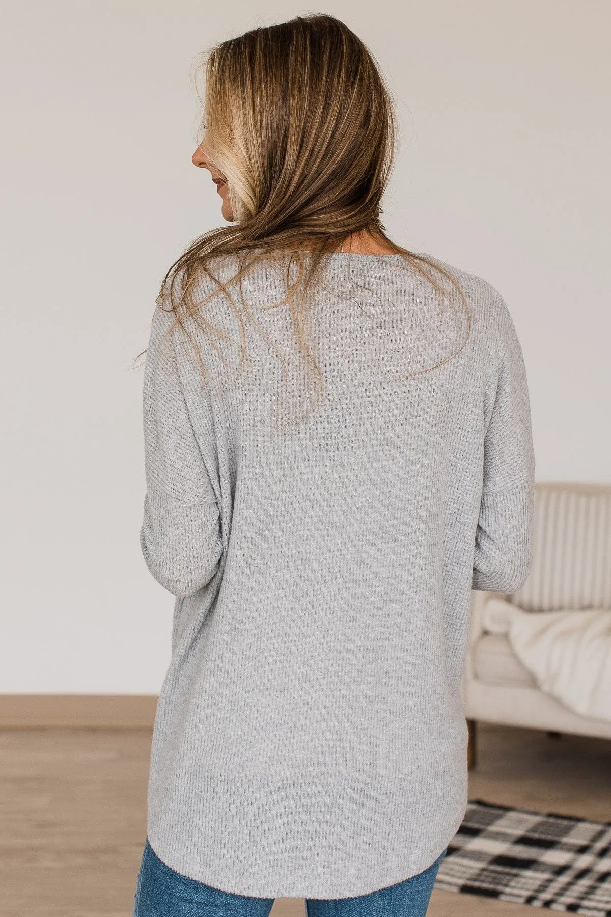The Edge Of Greatness V-Neck Top- Gray