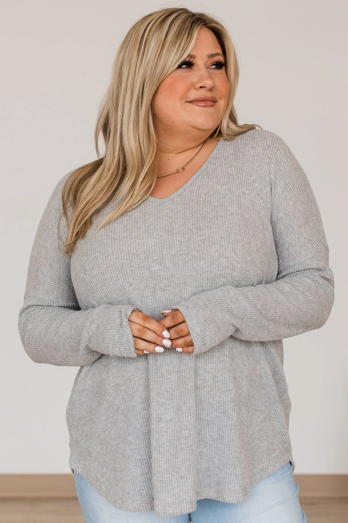 The Edge Of Greatness V-Neck Top- Gray