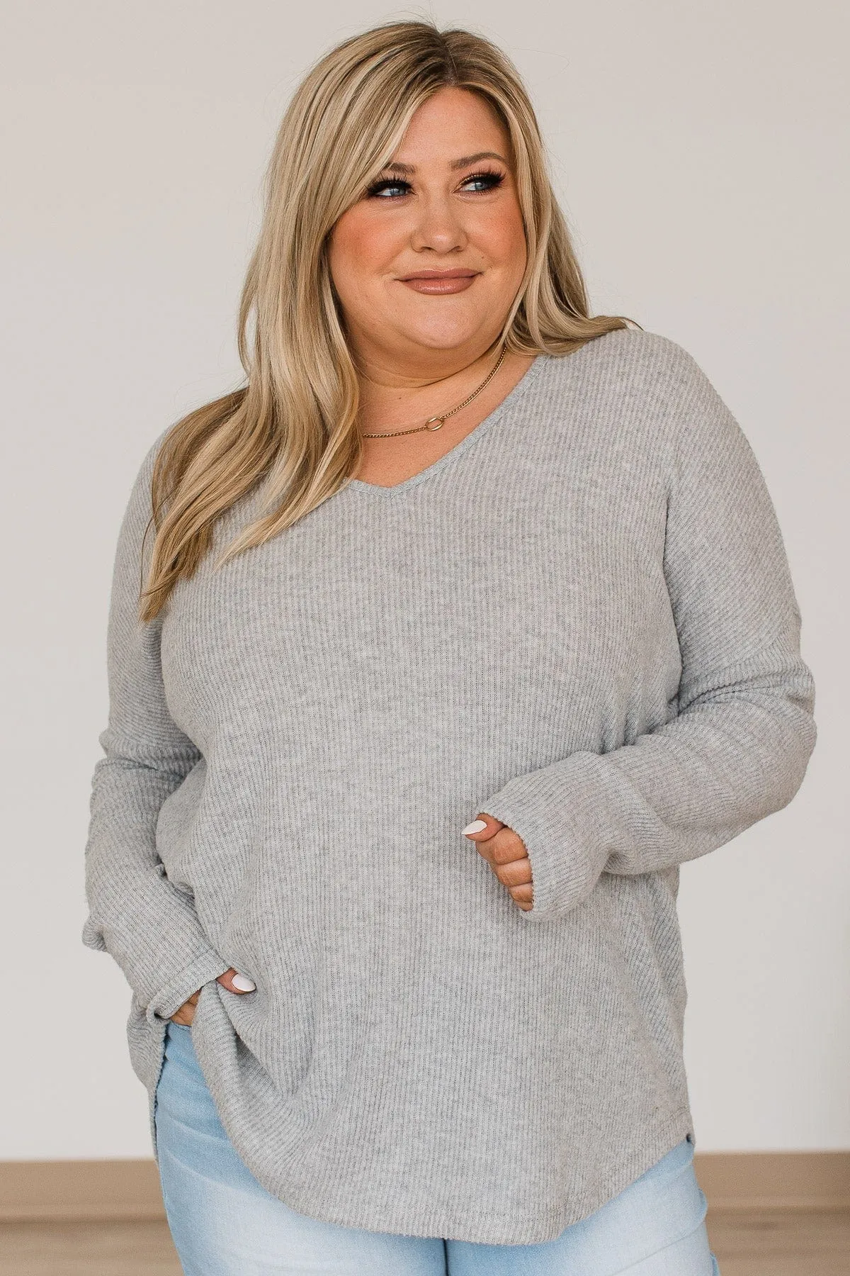 The Edge Of Greatness V-Neck Top- Gray