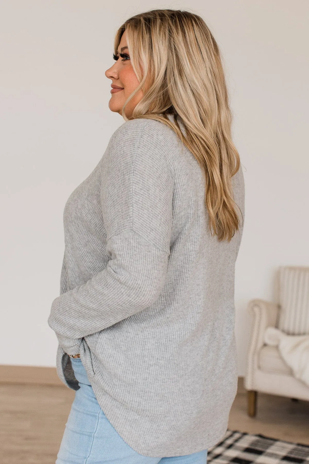 The Edge Of Greatness V-Neck Top- Gray