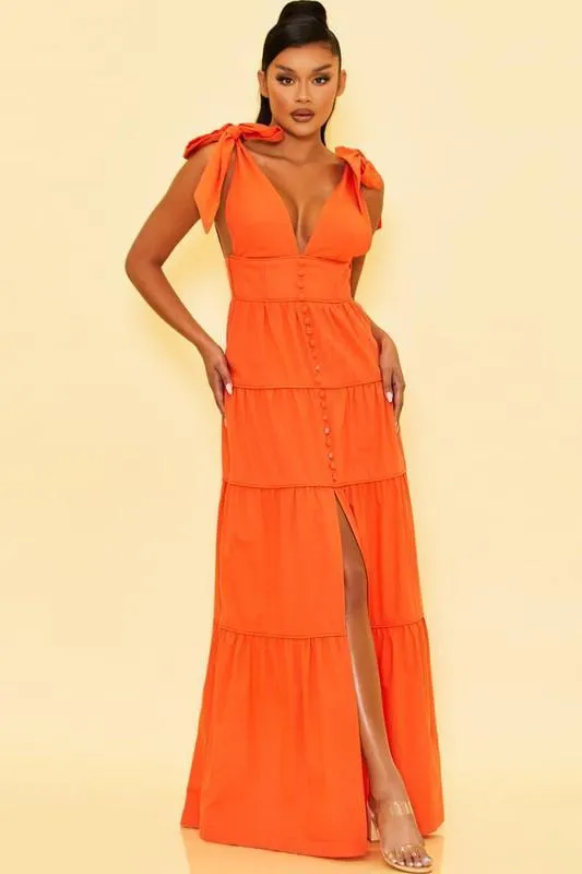 TIE SHOULDERS MAXI DRESS
