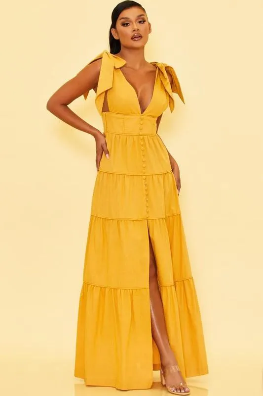 TIE SHOULDERS MAXI DRESS