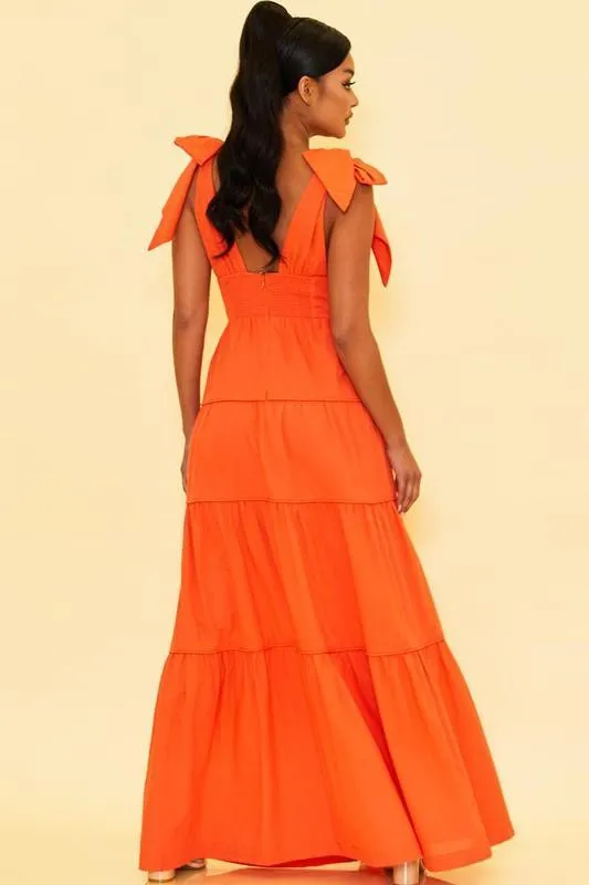 TIE SHOULDERS MAXI DRESS