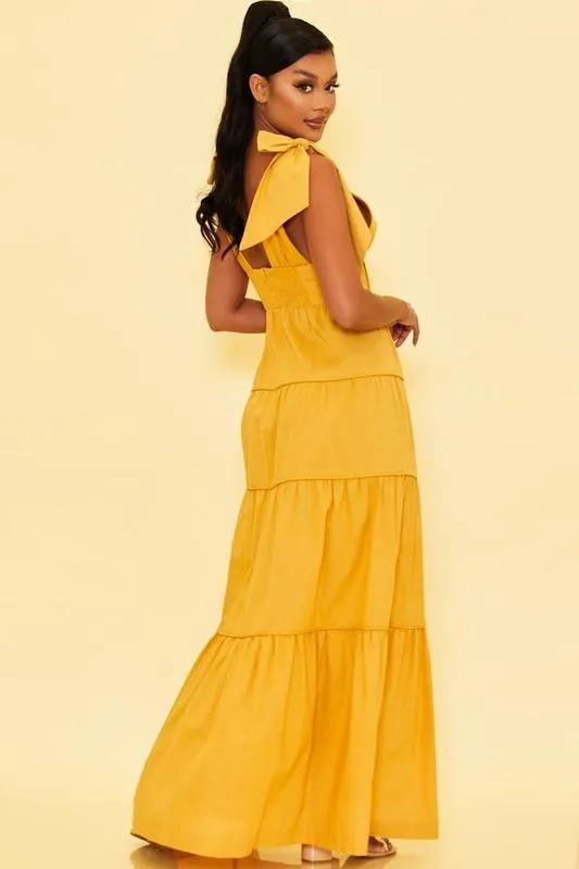 TIE SHOULDERS MAXI DRESS