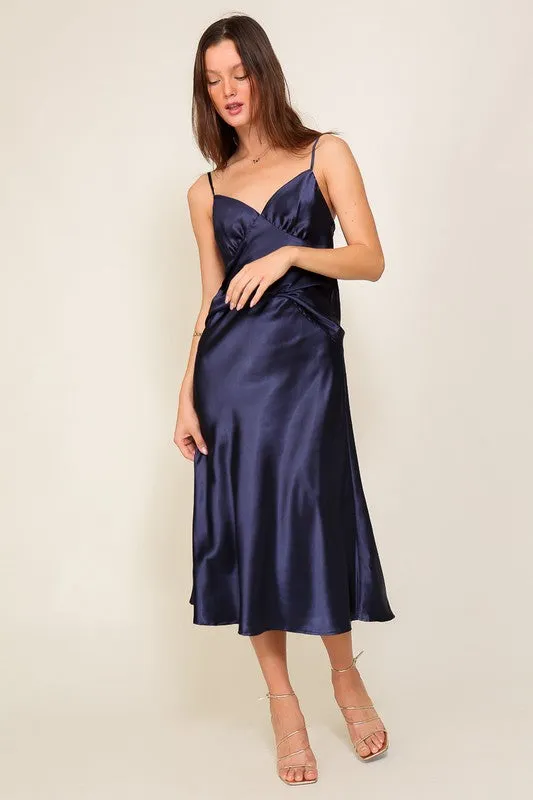 TIMING Satin Midi Flare Skirt