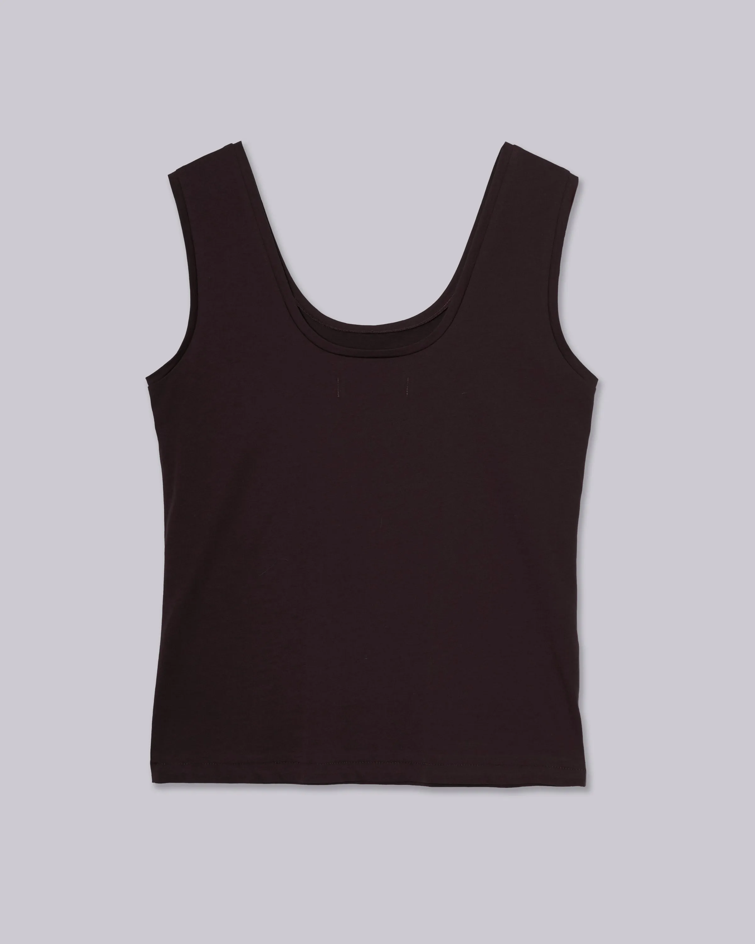 U-NECK JERSEY TANK IN BROWN