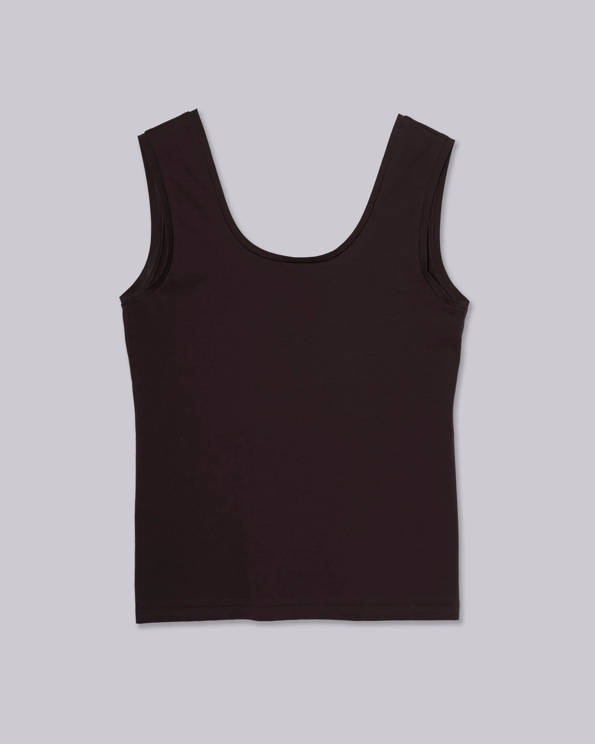 U-NECK JERSEY TANK IN BROWN