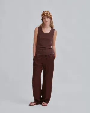 U-NECK JERSEY TANK IN BROWN