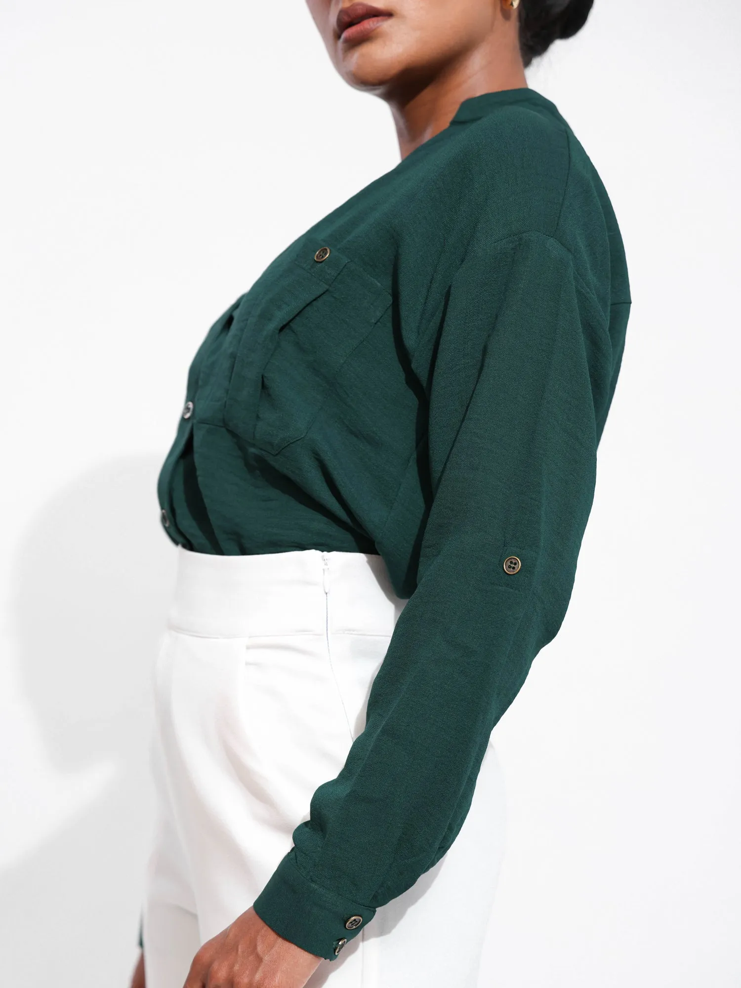V Neck Button Down Top