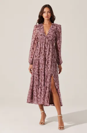 V-Neck Cutout Midi Dress