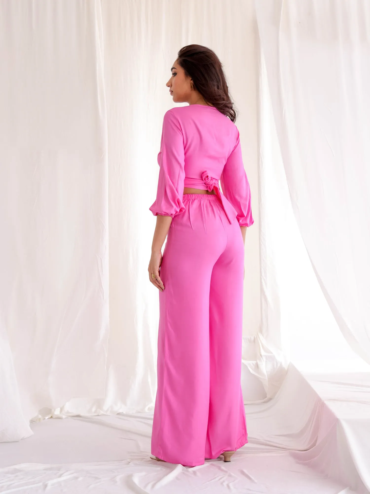 V Neck Front Tieup Long Sleeve Top