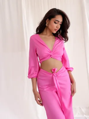 V Neck Front Tieup Long Sleeve Top