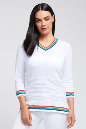 V Neck Rainbow Knit Top: FINAL SALE