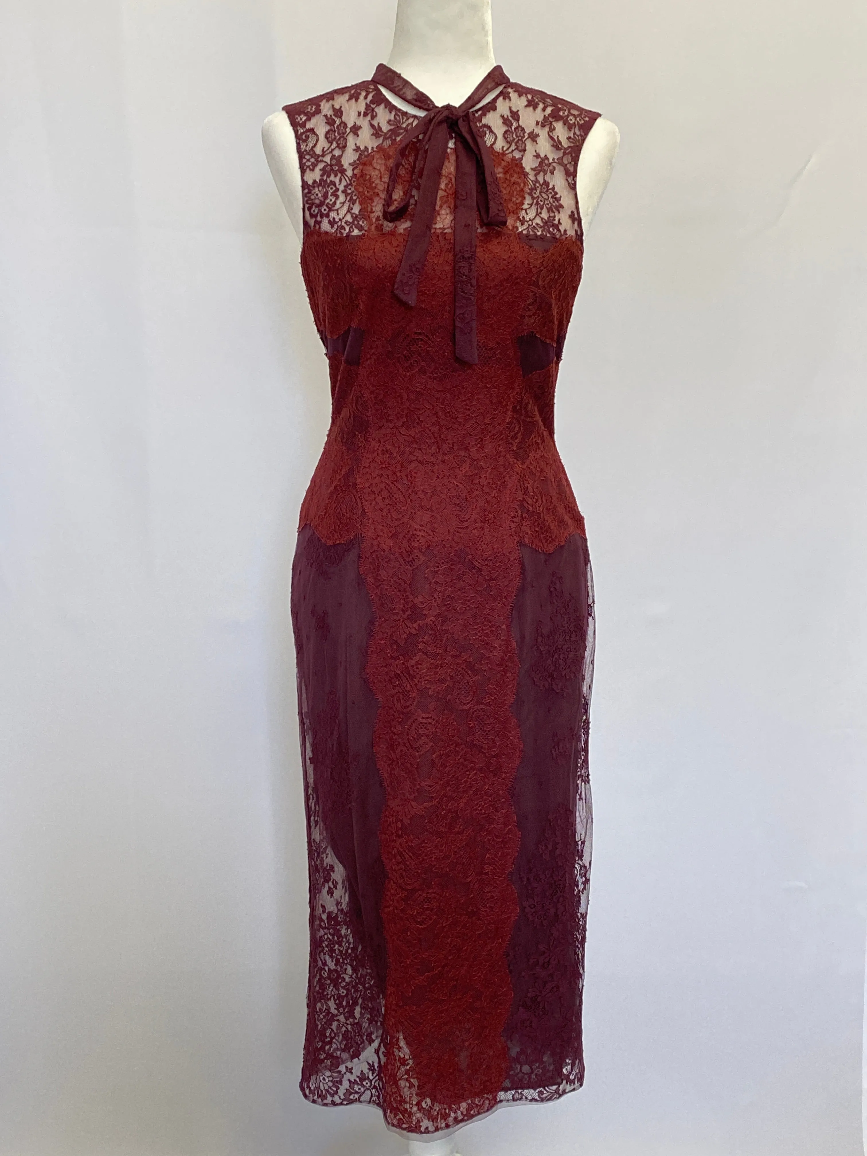 Valentino Womens Lace Silk-Blend Midi Dress