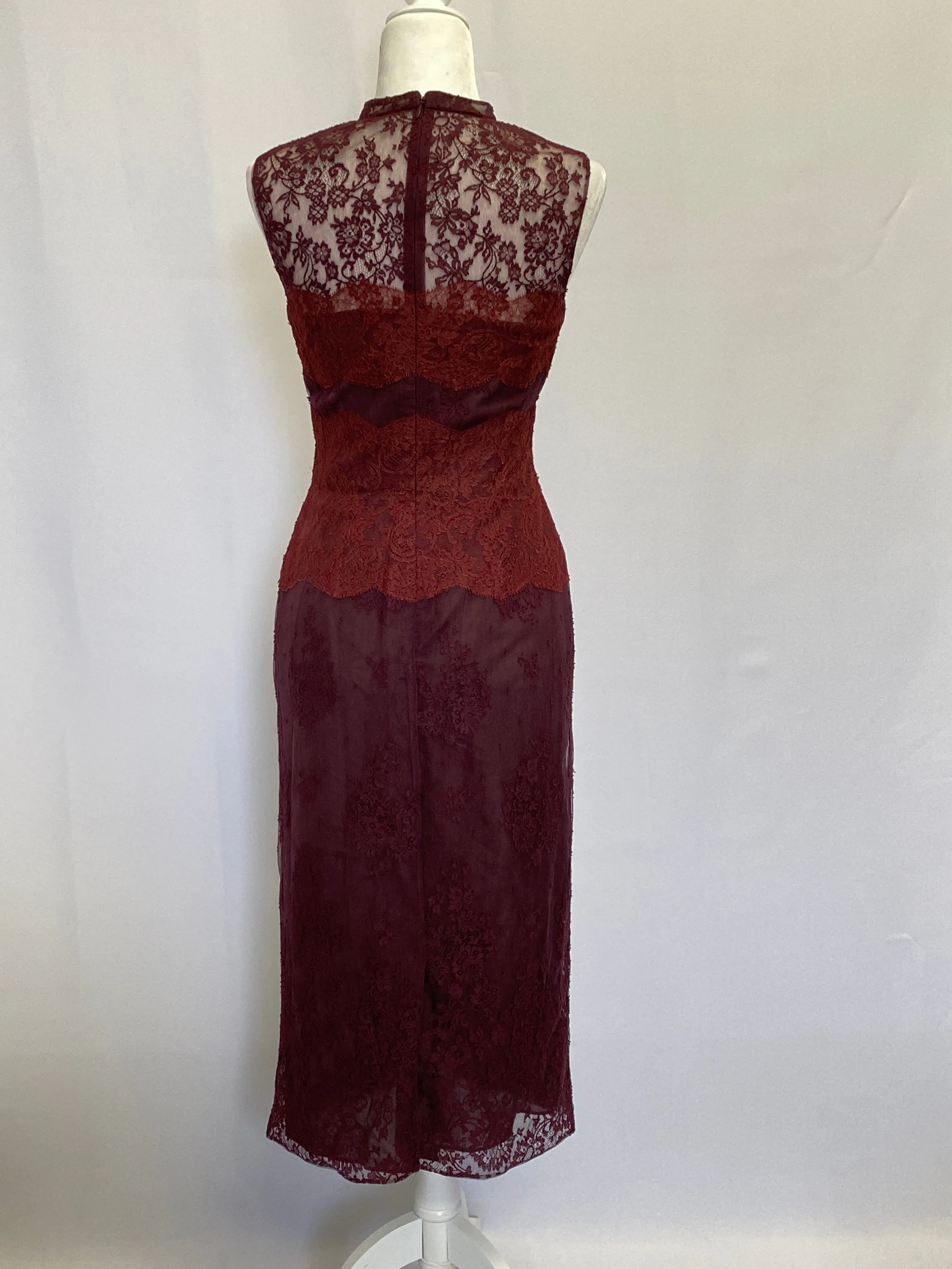 Valentino Womens Lace Silk-Blend Midi Dress