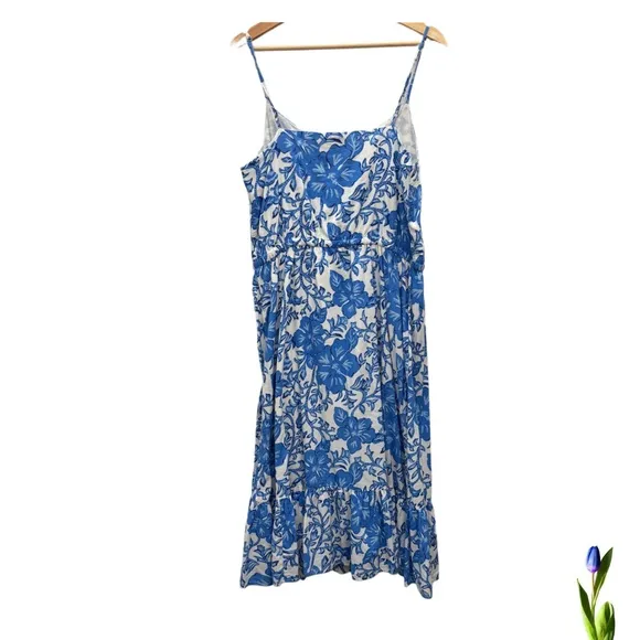 Vineyard Vines Morada Floral blue and white Midi Dress Size Medium