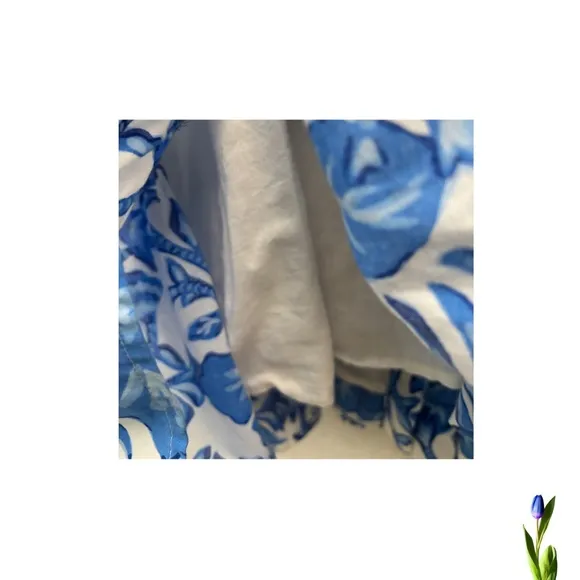 Vineyard Vines Morada Floral blue and white Midi Dress Size Medium