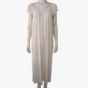 Vintage 1980s JcPenny Light Pink Nylon Floral Embroidered Nightgown