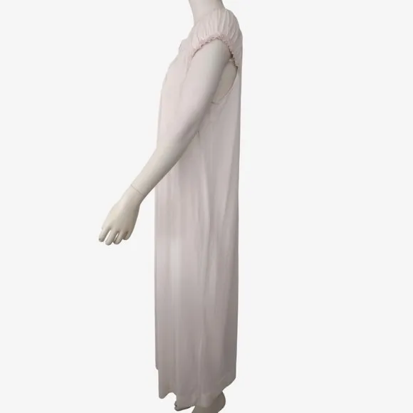Vintage 1980s JcPenny Light Pink Nylon Floral Embroidered Nightgown