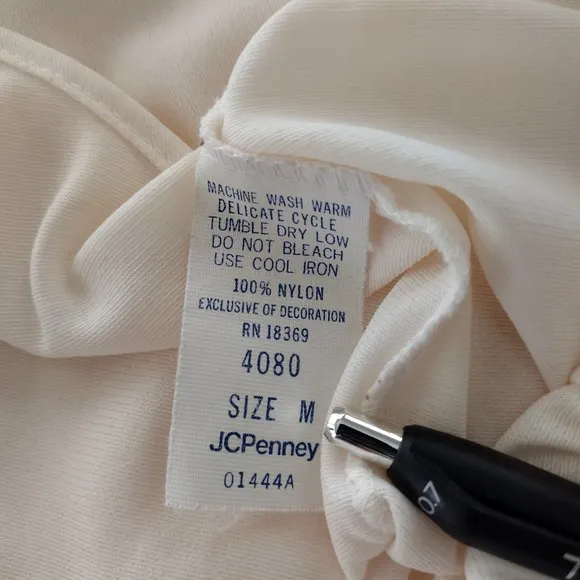 Vintage 1980s JcPenny Light Pink Nylon Floral Embroidered Nightgown