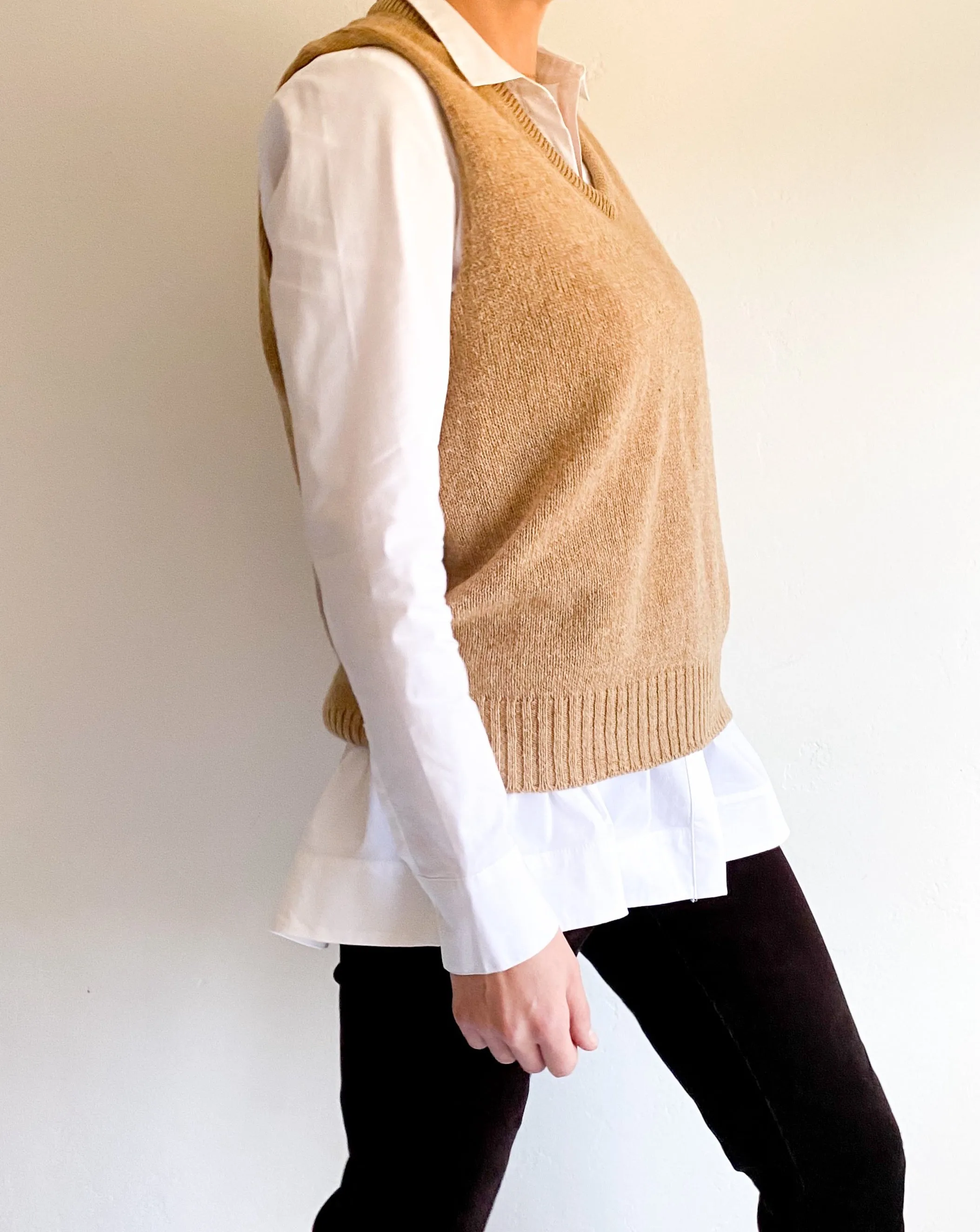 Vintage Camel V-Neck Sweater Vest