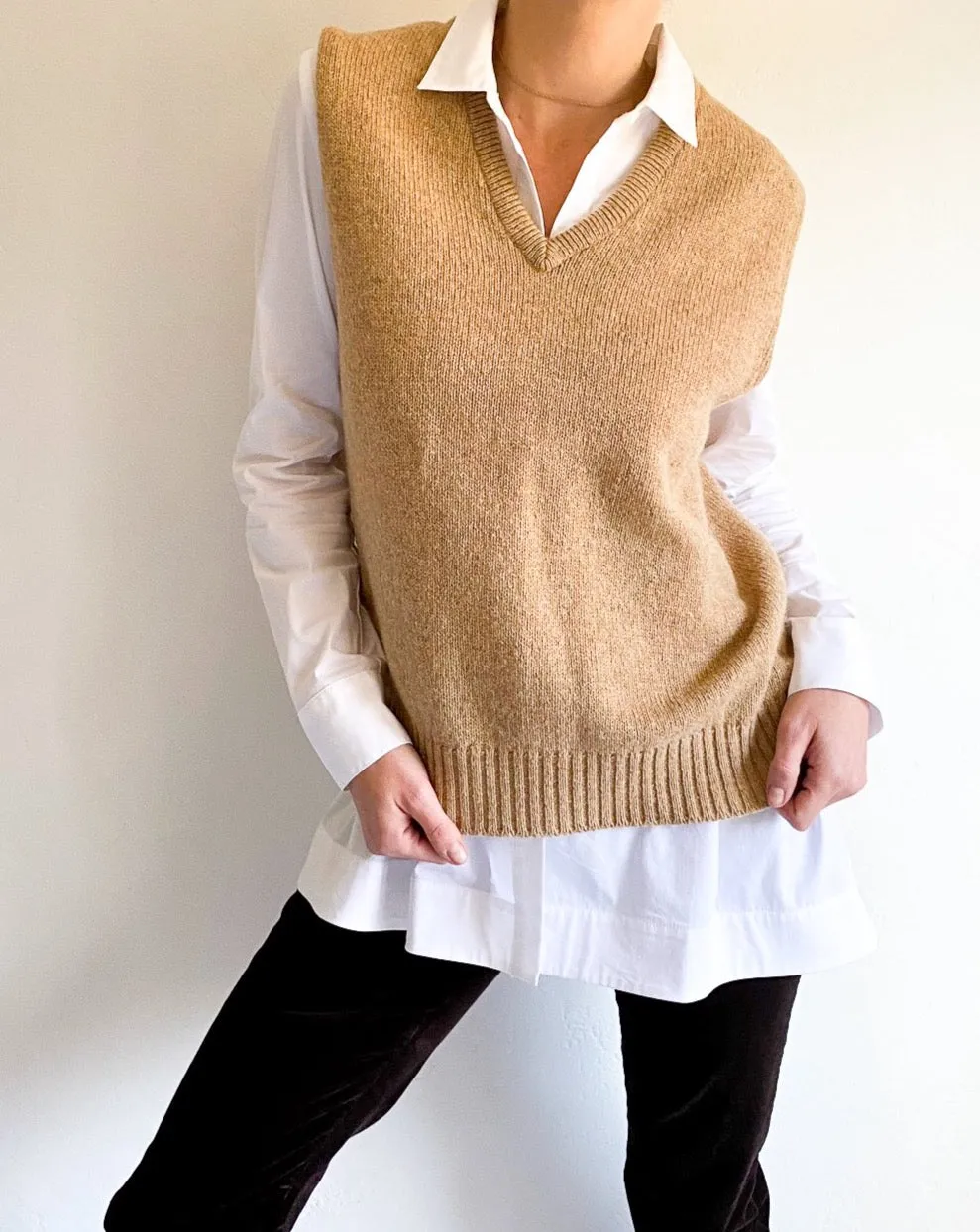Vintage Camel V-Neck Sweater Vest