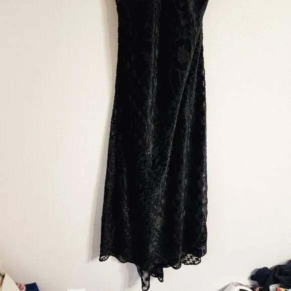 Vtg90's Victorias Secret Black Lace Velvet Nightgown S Fairy Grunge Whims Goth