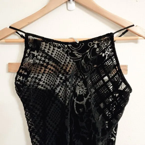 Vtg90's Victorias Secret Black Lace Velvet Nightgown S Fairy Grunge Whims Goth