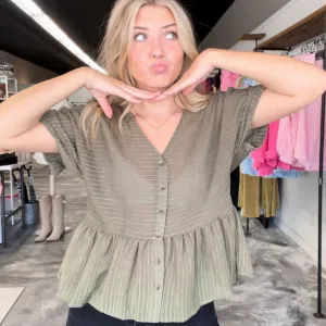 Whisk Me Away Olive Babydoll Top