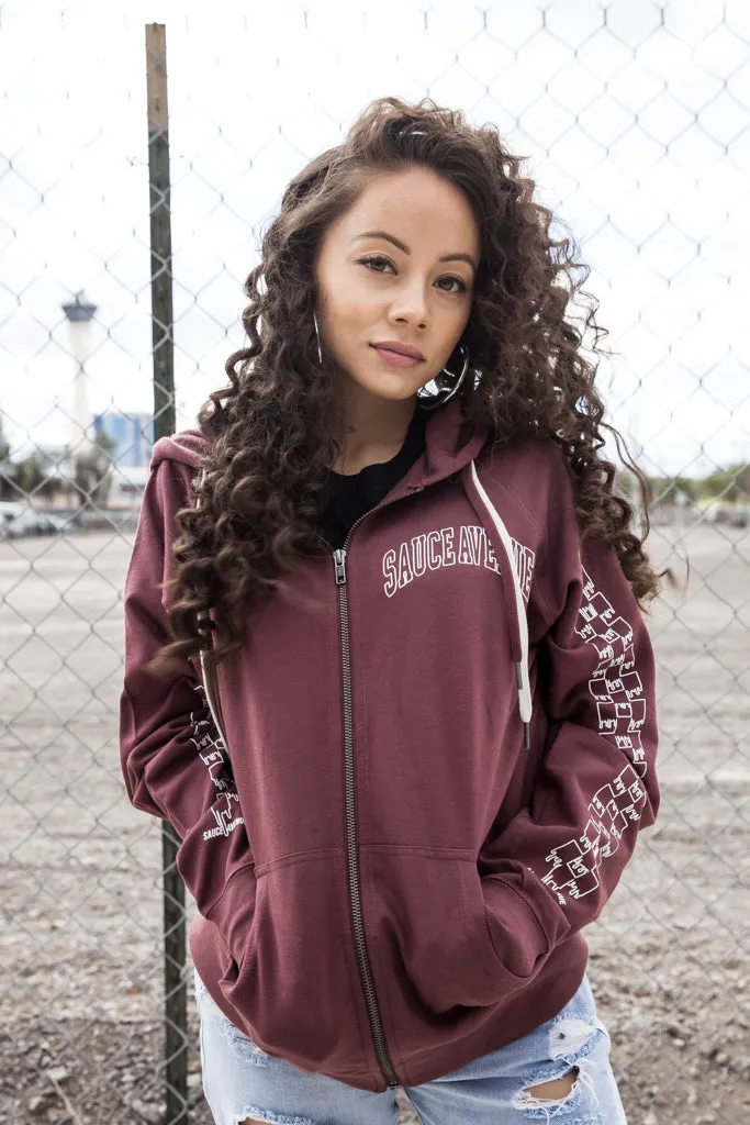 White Outline SA Curve | Port Zip Up Jacket (Outline Checkered Drippin Sleeves)