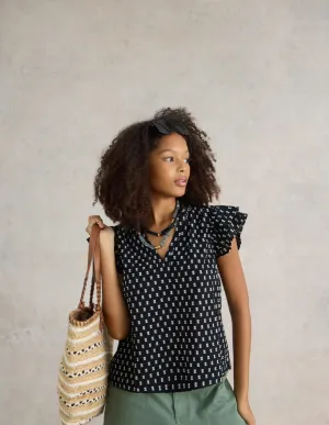 White Stuff UK Rosie Cotton Shirt Black Multi