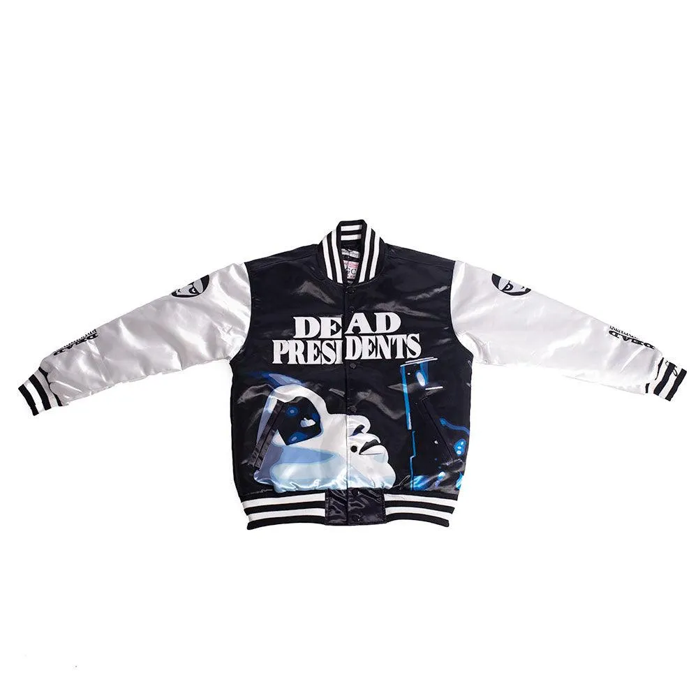 White/Black Dead Presidents Satin Jacket With Sleeve Logos
