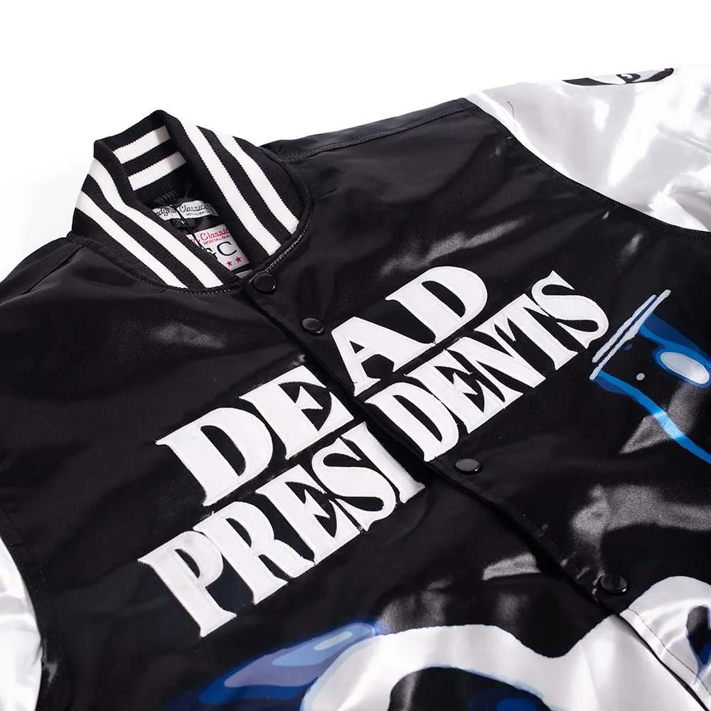 White/Black Dead Presidents Satin Jacket With Sleeve Logos