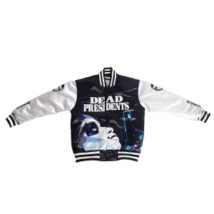 White/Black Dead Presidents Satin Jacket With Sleeve Logos
