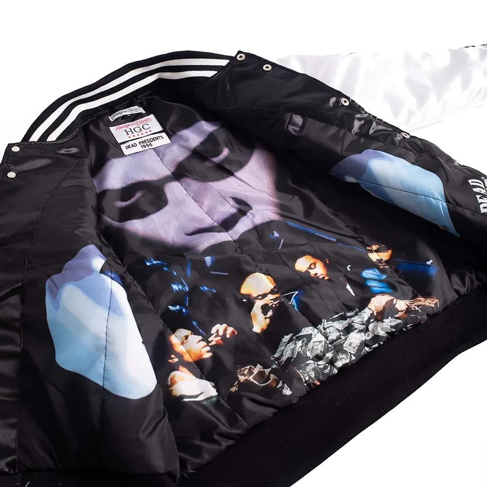 White/Black Dead Presidents Satin Jacket With Sleeve Logos