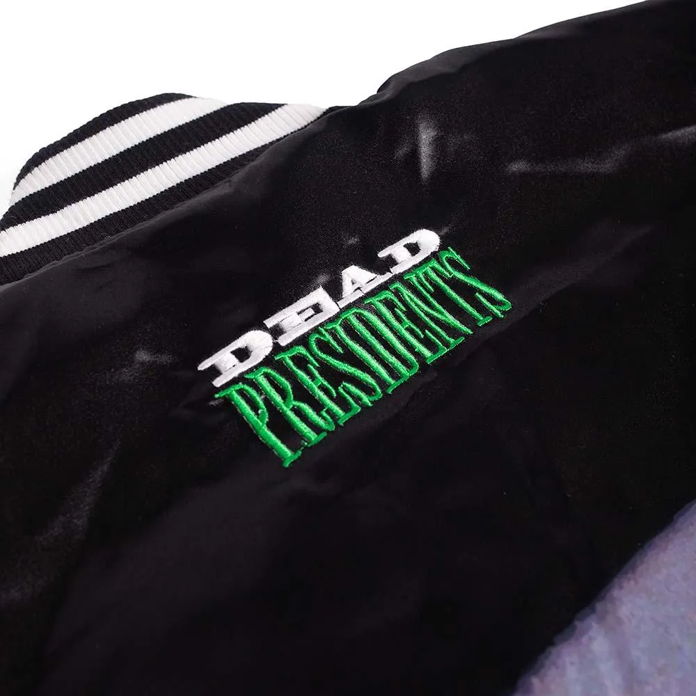 White/Black Dead Presidents Satin Jacket With Sleeve Logos